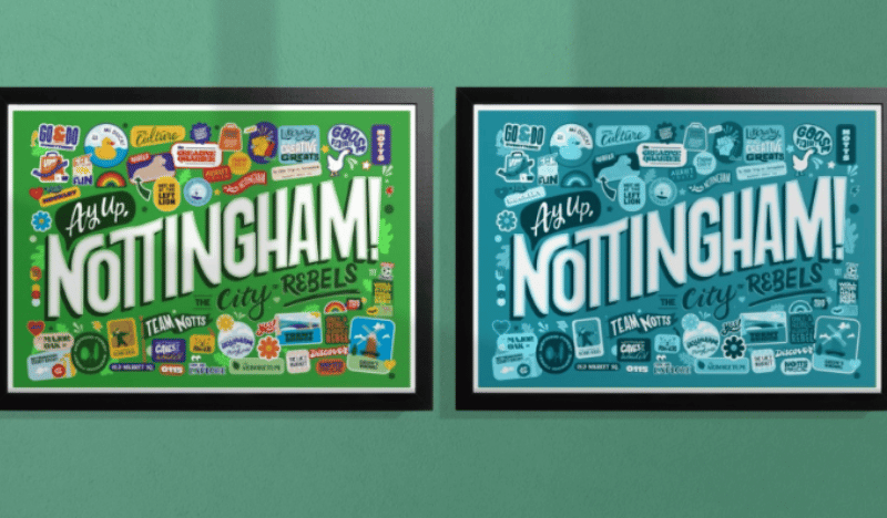 'Ay up' Nottingham Prints by Jess Bright Designs